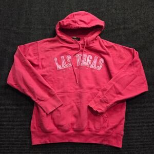 Hot Pink Embroidered Las Vegas Hoodie Pullover Women's Large